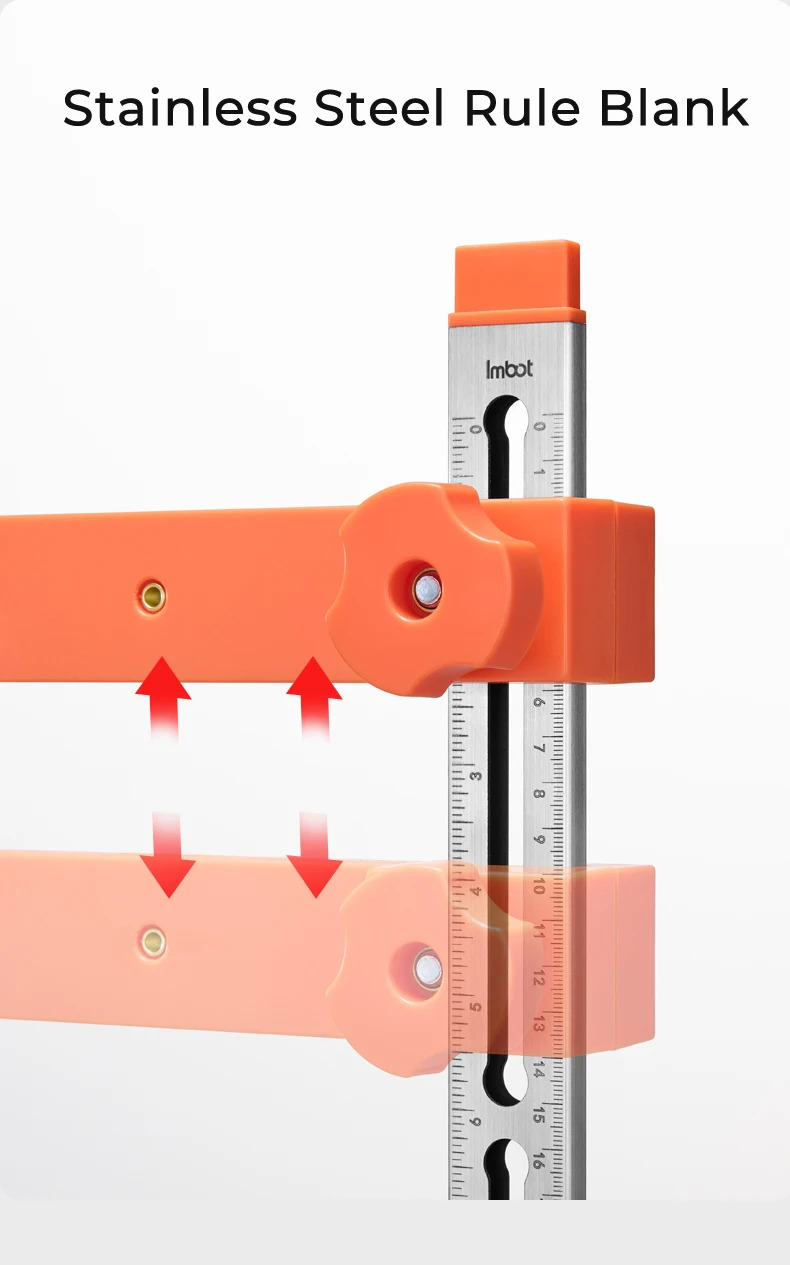 D&eacute;tail du bloc de r&egrave;gle en acier inoxydable